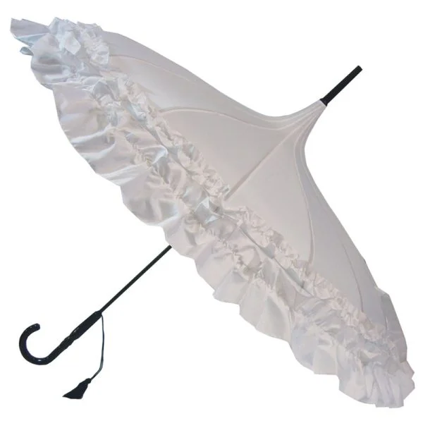 Gigi Pagoda Frilly Umbrella - Double Frill - White