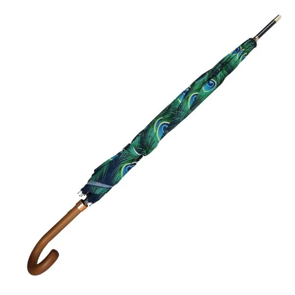 Peacock Patterned Umbrella - Closed