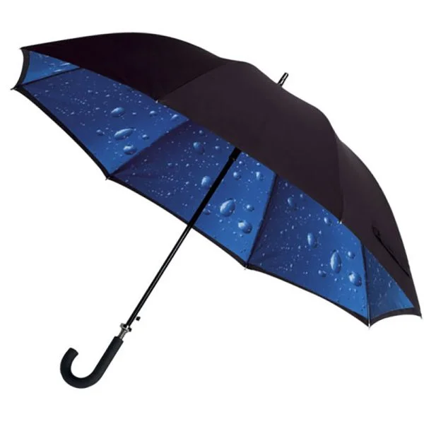 Black Double Canopy Umbrella - Raindrops Design