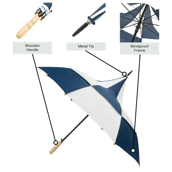 Navy Blue And White Pagoda Umbrella Infographic