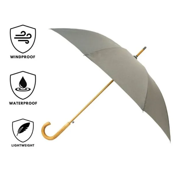 Warwick Grey Windproof Walking Umbrella Key Features Infographic