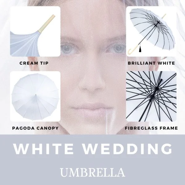 White Wedding Umbrella Features