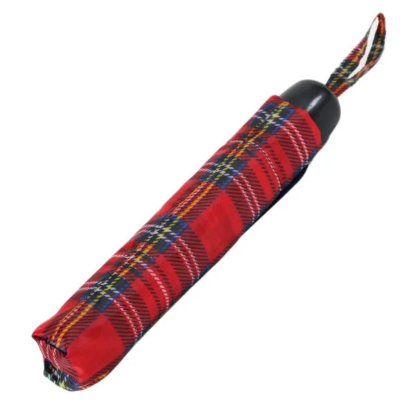 Red Tartan Walking Umbrella Closed