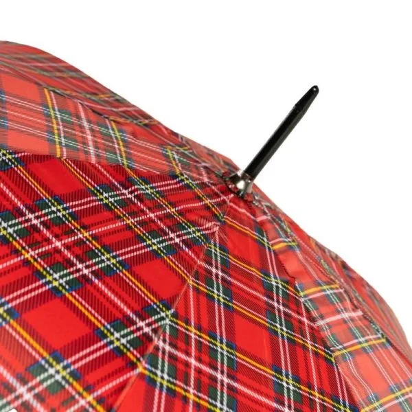 Red Tartan Walking Umbrella - Close-Up Of Top Of Umbrella And Tip