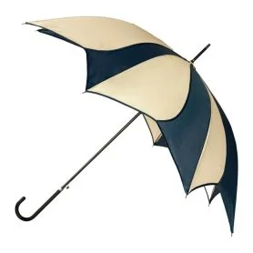 Navy Blue and Cream Petal Umbrella open, side view