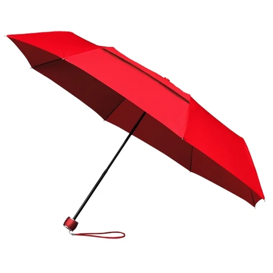 Red Eco Compact Folding Umbrella Viewed From Side