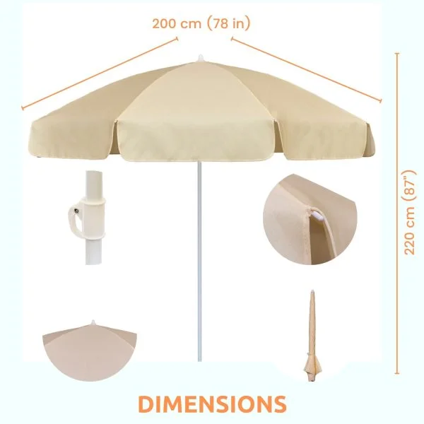 Infographic Of Beige 2M Garden Parasol