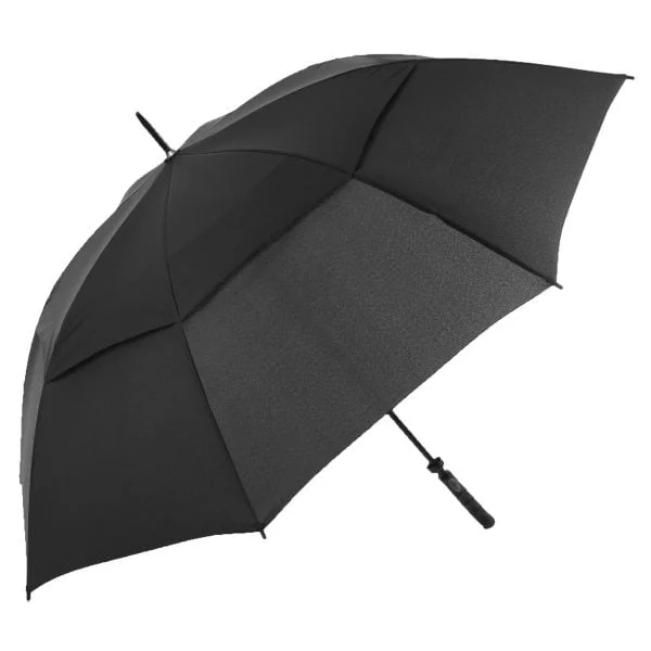 Black Vented Windproof Automatic Golf Umbrella - Open