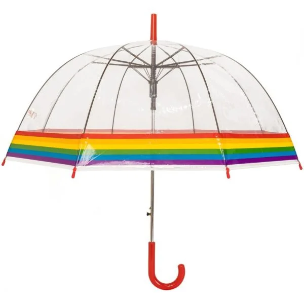 Rainbow Clear Dome Umbrella - Side View, Open