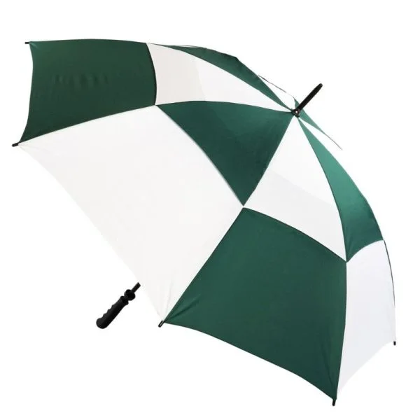 Green And White Vented Umbrella