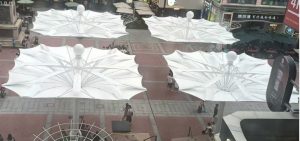 Medina umbrellas in a public town square