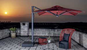 stro Carbon Side-Arm Parasol in situ at night