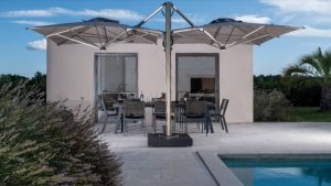 Dual V Titanium 2-Way Side-Arm Parasol rear view